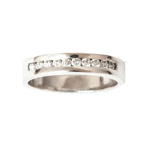 Anillo Cintillo de Oro blanco y diamantes