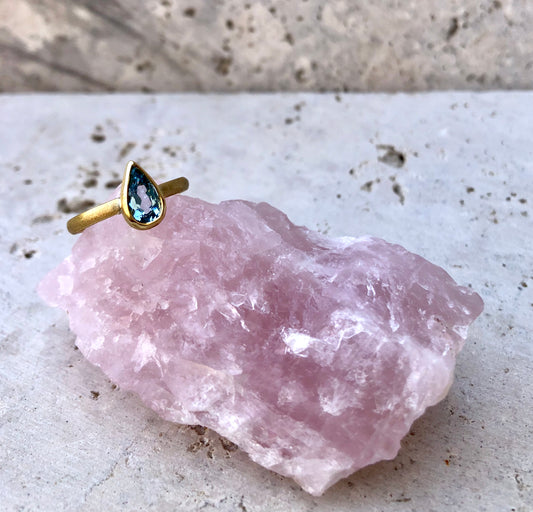 Anillo Oro + Aguamarina - Nebulae