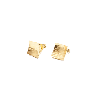 MINIMAL GOLD - Aros Cuadrado Texturizado.